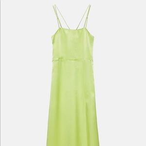 NWT Lime Green Zara Flowy Midi Dress 🟢